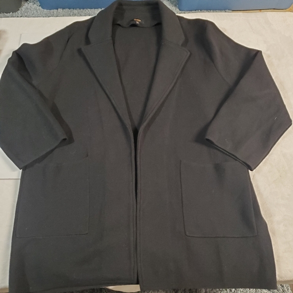Quince Black Open Front Sweater Blazer - Picture 3 of 7